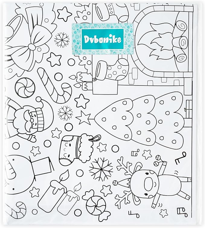 Dvbonike Jumbo Christmas Coloring Poster with Gingerbread House Santa Giant Xmas Color-in Paper Poster DIY Blank Doodle Art Banner 55.1 x 23.6 inch Decor, Home School Activity Party Supplies for Kids