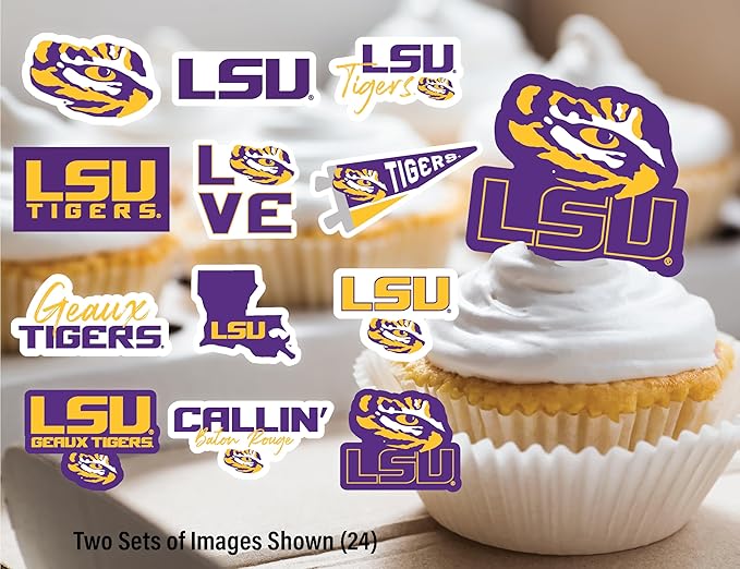 LSU Tigers Cupcake Topper Party Supplies for Football, Birthday, Graduation Party Decorations (24 Pieces) (LSU Tigers)