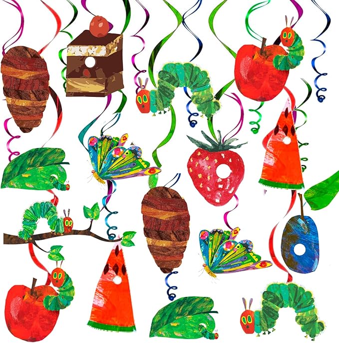 The Very Hungry Caterpillar Hanging Swirl, 40pcs Caterpillar Butterfly Birthday Hanging Swirl for Hungry Caterpillar Birthday Decorations