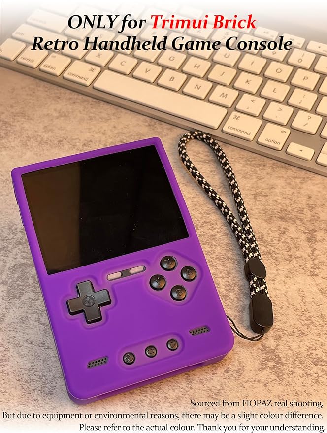 Silicone Case for Trimui Brick Retro Handheld Game Console, Soft Skin Cover for Trimui Brick Accessories, Anti-Scratch Washable TrimuiBrick with Lanyard (Purple)
