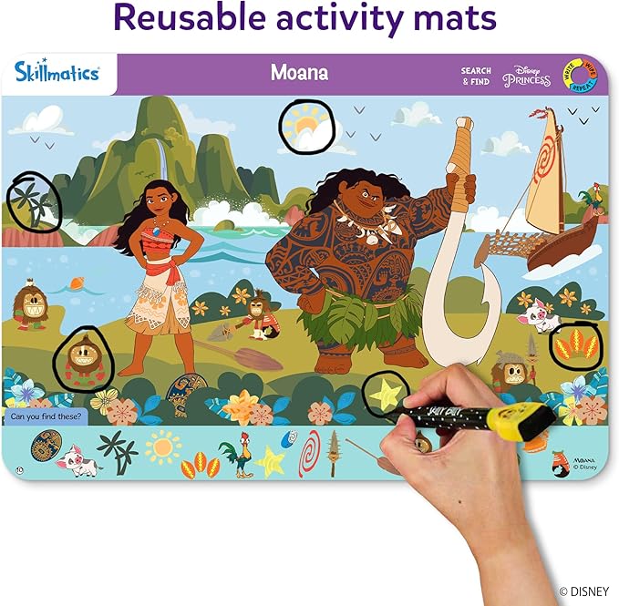 Skillmatics Search & Find Disney Princess Educational Game - Reusable Preschool Learning Activity, Perfect for Toddlers & Kids Who Love Toys, Art & Crafts, Easter Gift for Boys & Girls Ages 3, 4, 5, 6