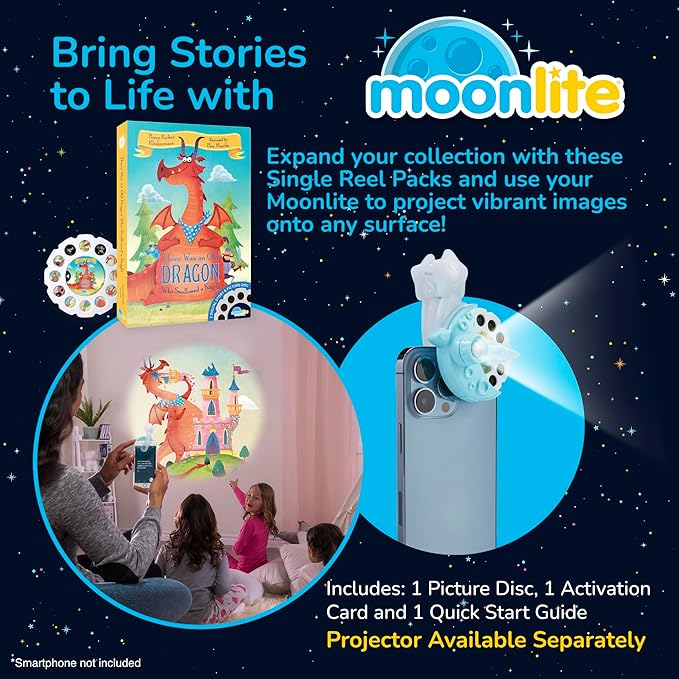 Moonlite Storytime - There was an Old Dragon Who Swallowed a Knight Storytime Disc - A Magical Read - Projector Sold Separately - Digital Story w/ Sound FX - Learning Gifts for Kids Ages 1 Year & Up