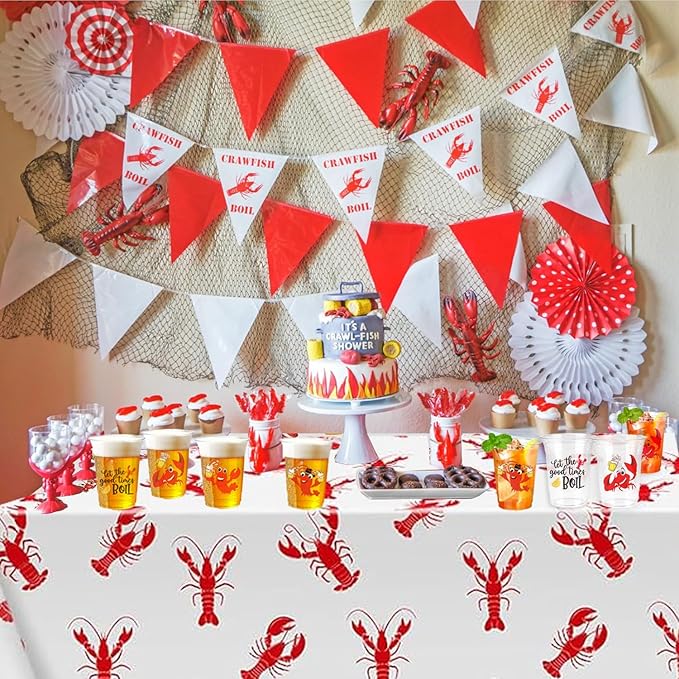 100 Pcs Crawfish Boil Cups, 16 oz Plastic Cups Disposable Party Decoration Lobster Cup Drinking Tableware for Party Supplies