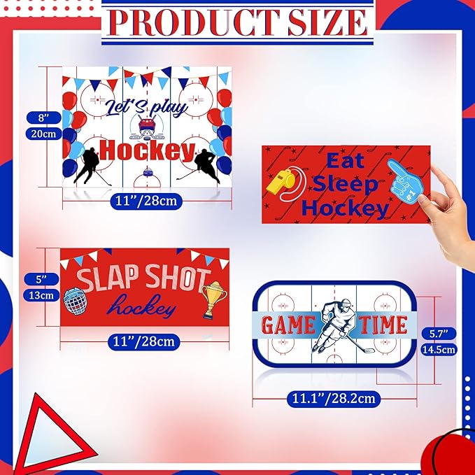 Gueevin 20 Pcs Party Supplies Decorations Home Sign Cutouts for Party Decorations Supplies(Hockey)