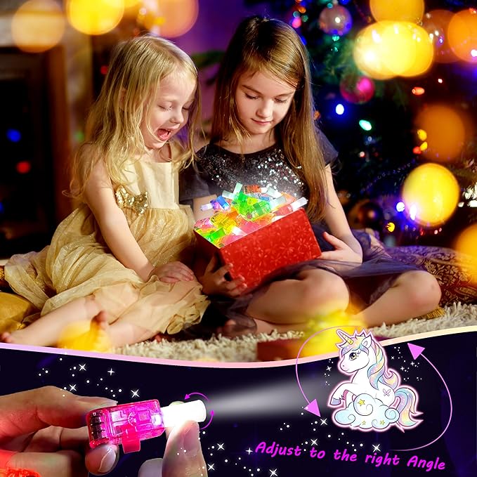 24PCS Unicorn Party Favors-LED Finger Lights：Glow-in-the-Dark Light-Up Toys Bulk for Kids,Unicorn Theme Birthday Party Decorations Supplies, Kids' Party Goodie Bags, Classroom Prizes, Fun Gifts