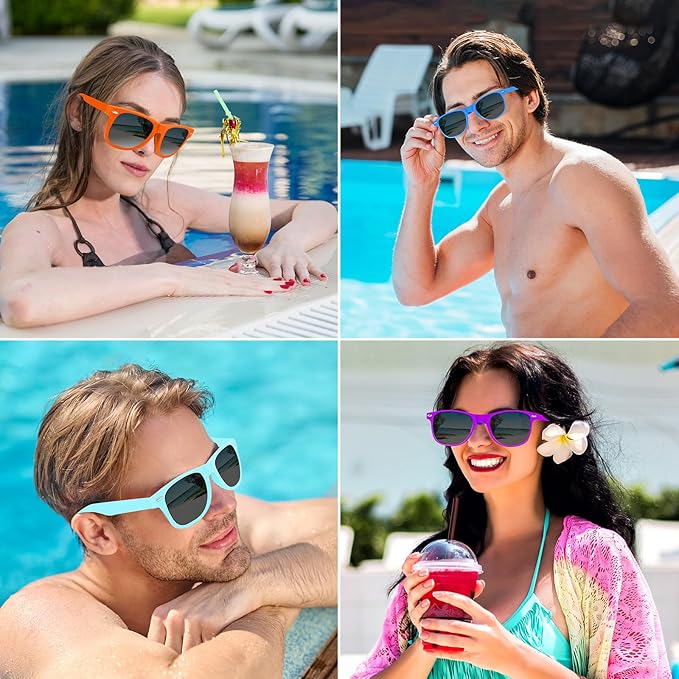 100 Pack 20 Color Neon Sunglasses Party Favors Bulk,80’s Retro Style Perfect Colorful Novelty Sun glasses Set for Birthday Party Supplies,Beach,Pool Party Favors,Goody Bag Favors for Kids Adults