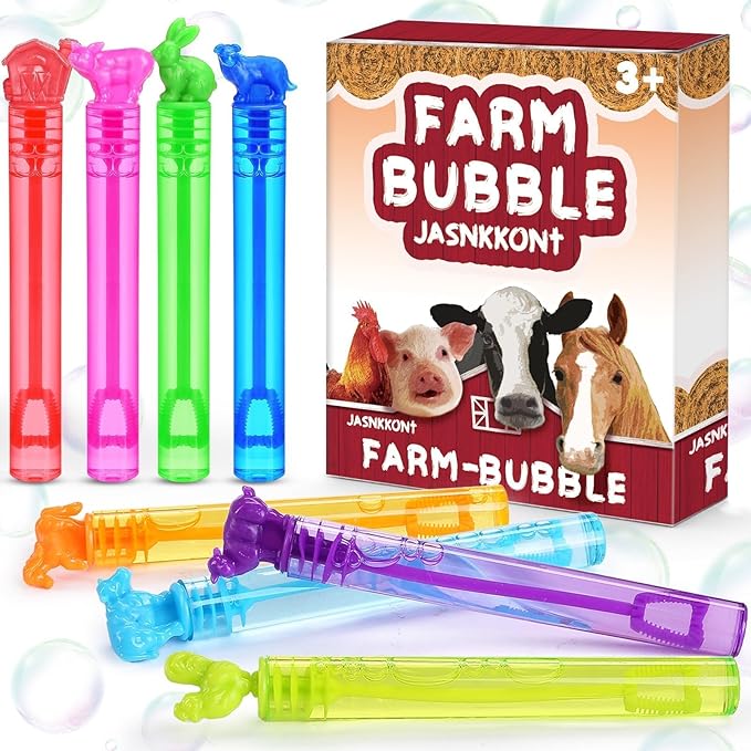 32Pcs Animal Farm Bubbles with Gift Box, Party Favors for Kid, Mini Dog/Horse Bubble Wands Bulk, Birthday Decoration, Pinata Filler, Goody Bag Stuffers Supplies, Carnival Prizes, Classroom Gift Toy