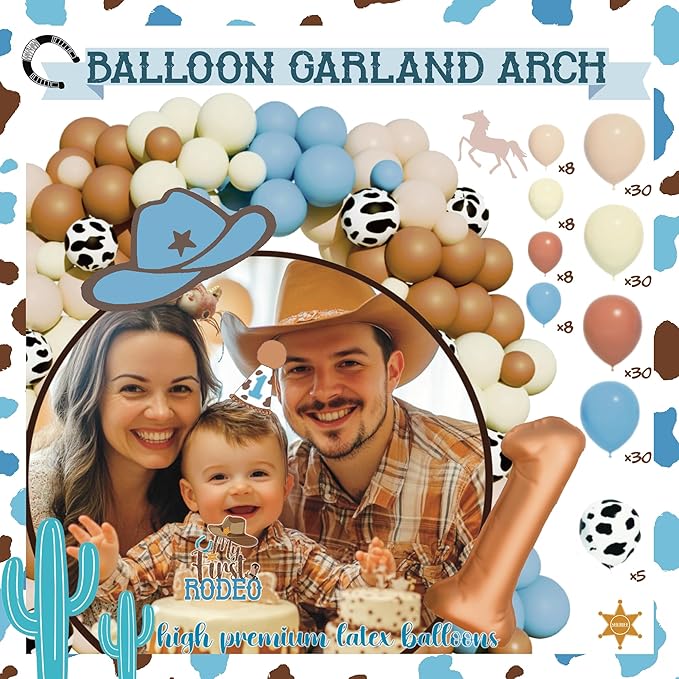 Cowboy 1st Birthday Decorations My First Rodeo Birthday Party Supplies Décor Western Cowboy First Backdrop Balloon Arch Boxes Number 1 High Chair Cowboy Banner for Cow First Rodeo Party Boy Decoration