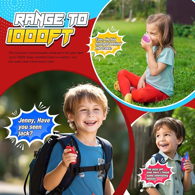 Rechargeable Walkie Talkies for Kids: 3 Pack Kids Walkie Talkies Toys for 3 4 5 6 7 8 9 10 Year Old Girls Boys Family Camping Outdoor Toys 2 Way Radio Boy Girl Stocking Stuffers Gift