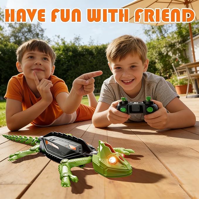 Wall Climbing Gecko, Remote Control Lizard Crawler with LED Lights for Kids, Crawling Electric Birthday Gifts for Boys & Girls
