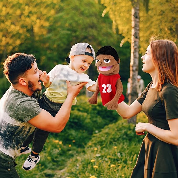 Role Play Hand Puppets Hand Plush Chef Doctor Fireman Pirate Detective Athlete Nurse Worker Hand Puppet Toys Puppets for Kids Storytelling Imaginative Pretend Play Teaching Preschool(Athlete)