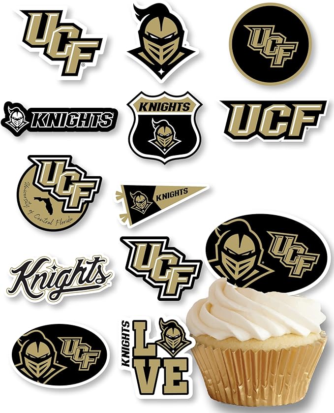 University of Central Florida Cupcake Topper Party Supplies for UCF Football, Birthday, Graduation Party Decorations (24 Pieces) (UCF Knights)