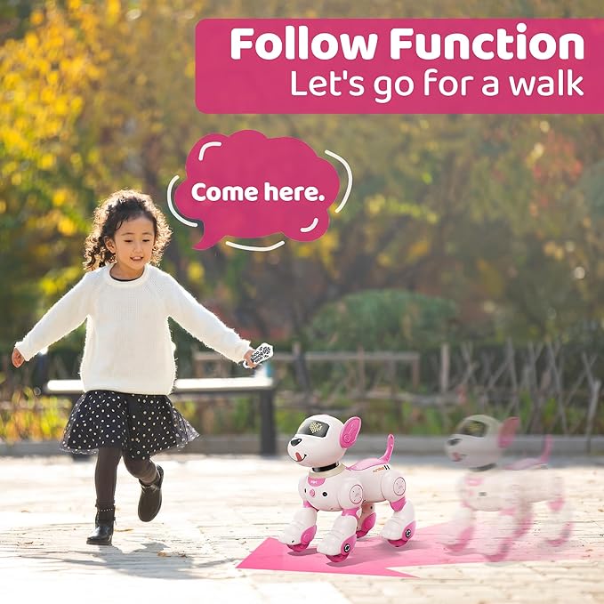 Programmable RC Robot Dog Toy with Voice for Kids, 2.4GHz Remote Robot Pet with Touch Sensors, Remote Control Robot Dog Toy Over 20+ Responses, Robot Birthday Gift Toys for Girls