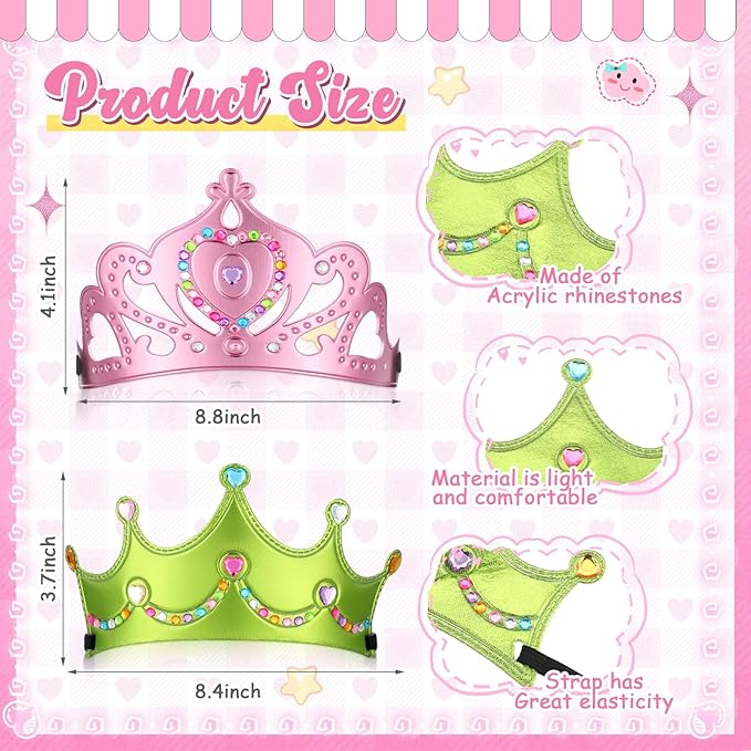 Yaomiao 44 Pcs Birthday Foam Crowns for Kids Princess Tiaras King Hat Bulk Diamond Sticker Kits for Crown Party Supplies