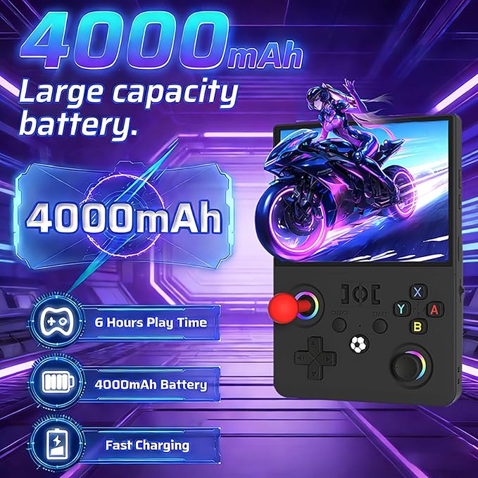 R36MAX 2 Retro Handheld Game Console, 4.5 Inch IPS HD Screen Portable Retro Game Console, 1.5GHz CPU Support 30+ Emulator Console Video Game Console, 4000mAh (Black)