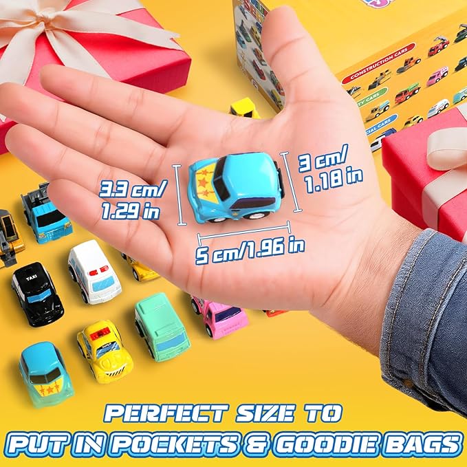 Fajiabao 18 PCS Toy Cars for Toddlers Mini Pull Back Cars Trucks Party Favors for Kids 3-5 Classroom Prizes Easter Egg Fillers Basket Stuffers Bulk & Goodie Bag & Pinata for 2 3 4 5 6 Boys Girls
