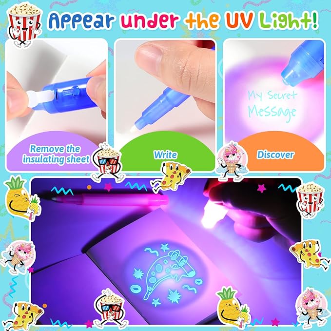 Joycover Invisible Ink Pen with UV Light for Kids, Party Favors for Kids 4-6 8-12, 12PCS Spy Pen Classroom Prizes School Supplies, Birthday Christmas Gift Toys Goody Bag Stuffers for Boys Girls