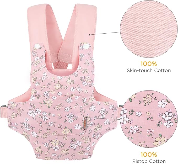 GAGAKU Baby Doll Carrier for Toddler Toy Baby Carrier for Dolls Accessories Doll Carrier for Little Girls - Pink (Pear Flowers)