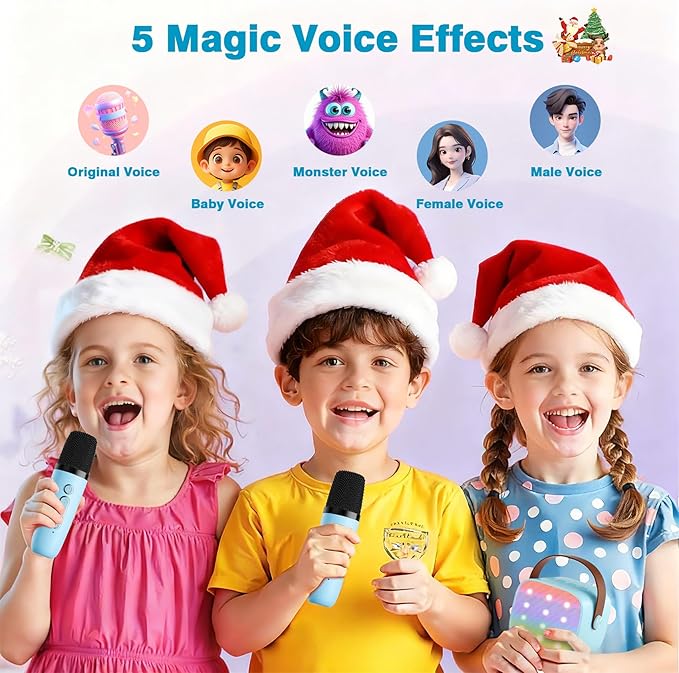 Mini Karaoke Machine with 2 Wireless Microphones, 2026 TOP Kids Portable Bluetooth Karaoke Machine for 3, 4, 5, 6, 7, 8, 9,10,11,12+Year Old, Christmas Birthday Gifts for Girls Boys Adults Home Party