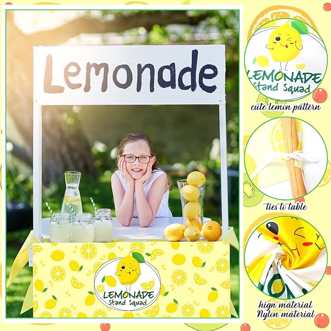 24" x 118" Lemonade Tablecloth for Lemonade Stand Supplies Lemon Table Cover for Kids Lemon Party Supplies Summer Beach Picnic Birthday Party Decorations(Yellow)