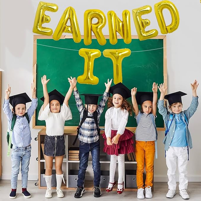 TONIFUL Gold Earned It Graduation Balloon Banner 2026 Nurse Graduations Decorations,2026 Nursing Balloons Gold Earned It Nursing Balloons for Class of 2026 RN Grad Party Supplies