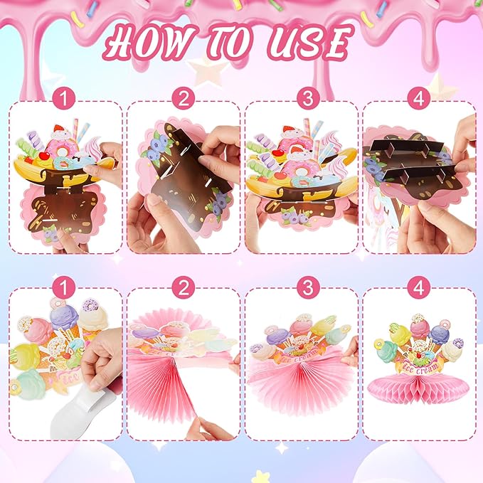 Outus 6 Pieces Table Centerpiece Tissue Honeycomb Table Centerpieces for Theme Party Decorations Supplies Birthday Baby Shower (Doughnut)