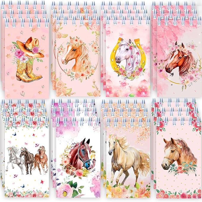 24 Pcs Mini Horse Cowgirl Notebook Horse Notebooks Pink Cowgirl Party Small Notepads Horse Themed Spiral Pocket Horse Mini Notepad for Teens Girls Back to School Supplies Cowboy Lover Gifts