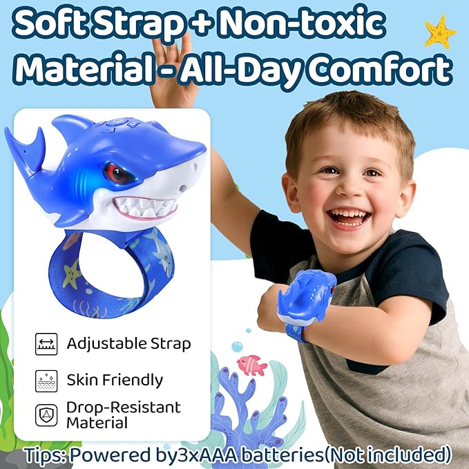 Vvinca Shark Walkie Talkies for Kids 2 Pack - Shark Toys for Boys Girls Age 3-5 5-7 8-12 Birthday Gifts for Toddlers Adjustable Strap Long Range Clear Sound Camping Outdoor Games