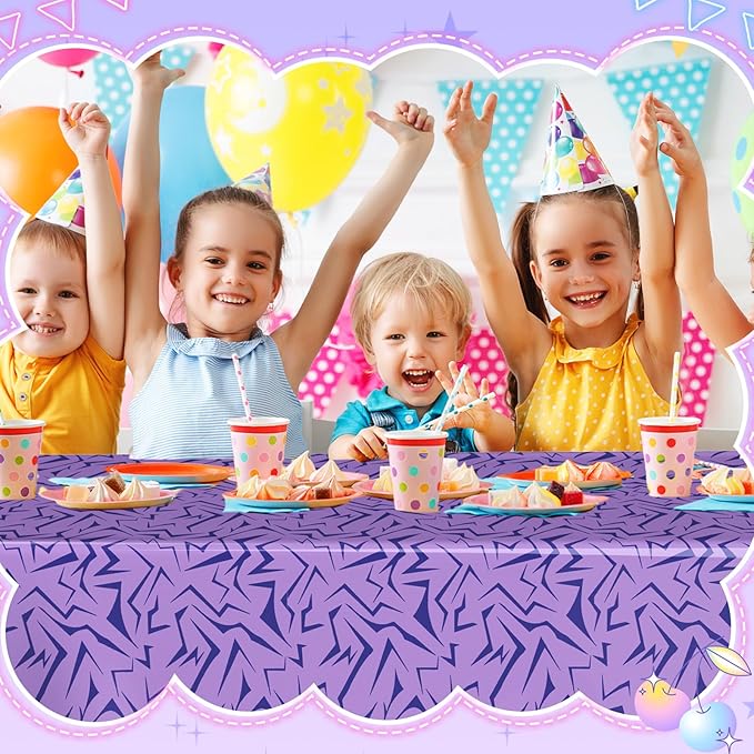 2 Pcs Birthday Party Decorations Plastic Cute Birthday Tablecloth 108 x 54 Inches Disposable Rectangle Tablecover for Boys Girls Kids Baby Shower Party Supplies (Kpop Style)