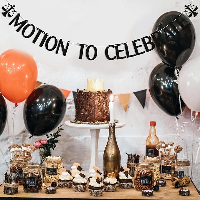 Motion to Celebrate Banner - Future Lawyer, Born to Argue, Class of 2025 Law School Graduation Party Decorations Black Glitter