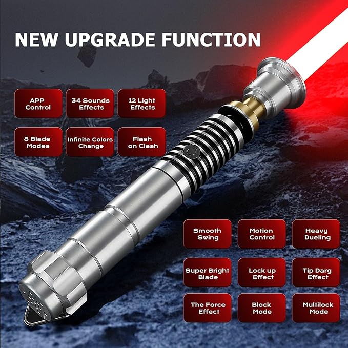 Upgrade App Control LK Dueling Lightsaber, Smooth Swing 34 Sound Effects 12 Light Effects, 16 Colors and Infinite Change Metal Light Saber for Adults (Pixel-LK)