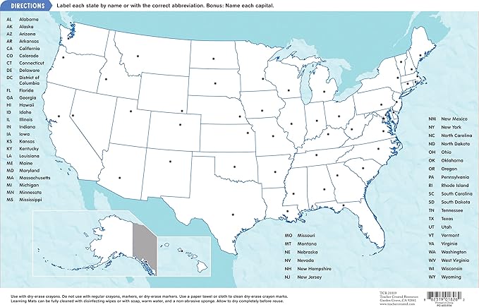 Teacher Created Resources United States of America Map Learning Mat