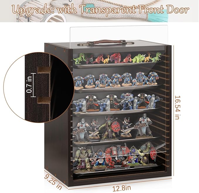 Miniature Display Case Display Cases for Collectibles Miniatures Storage Case Display Shelves Shelf for Collectibles for Mini Action Figures Valuable Collectibles or Crystal Stone (Black)