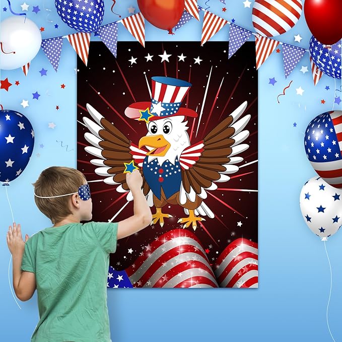 ASTARON Pin The Tail Game Pin The Star on The Eagle Party Game with 36 Stickers for Kids Birthday Party Supplies