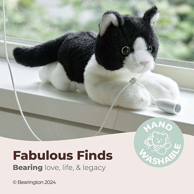 Bearington Lil’ Domino Tuxedo Cat Plush - 8" Realistic Black and White Stuffed Animal with Soft Fur and Lifelike Details - Adorable Kitty Stuffy Gift for Kids, Toddlers, and Kitten Lovers