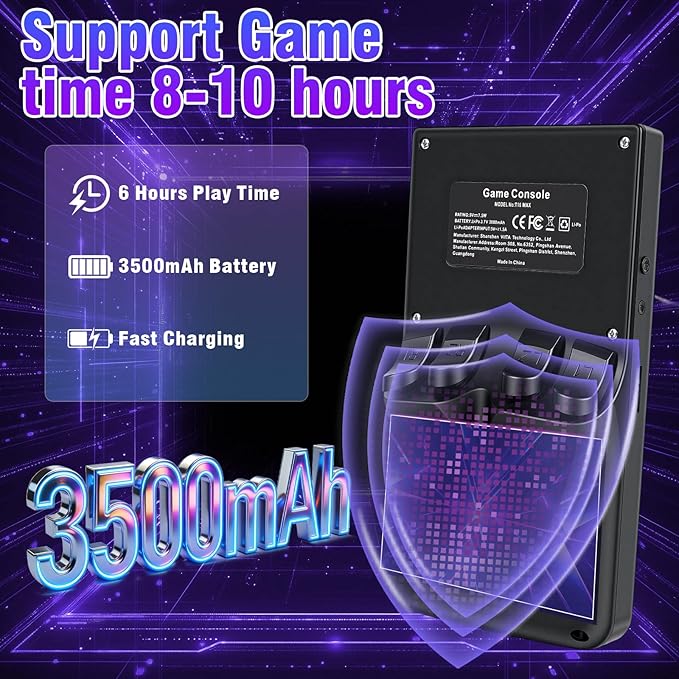 S600 Retro Handheld Game Console, 4 Inch 720p IPS Screen, 128GB with 18,000+ Pre-Installed Games, 3500mAh Battery for Long Play, Portable Linux System (Black)
