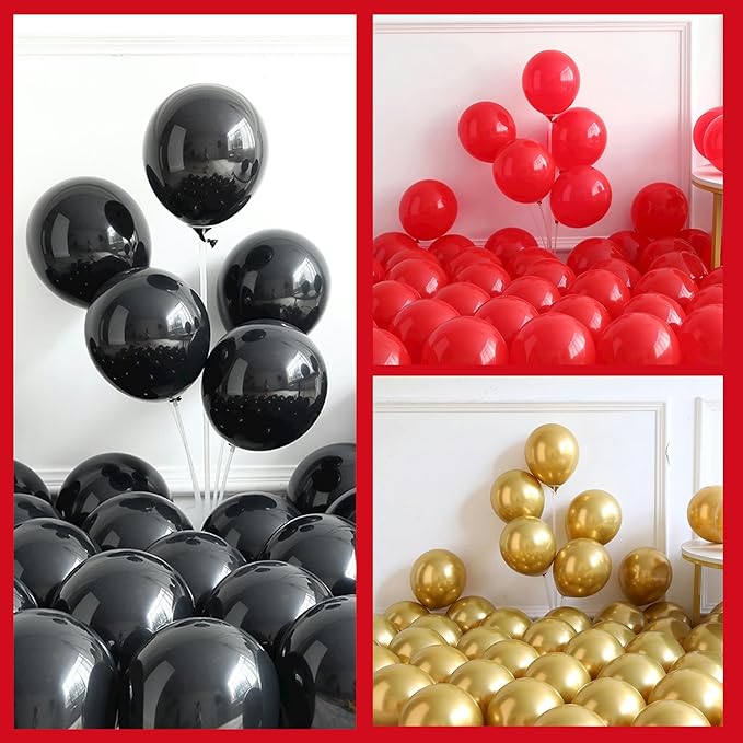 Derby Balloon Garland Arch Kt, 144pcs Red Black Gold Balloons with Rose Horse Horseshoe Foil Balloons for Run for the Rose Kentucky Party Rodeo Birthday Horse Racing Decorations