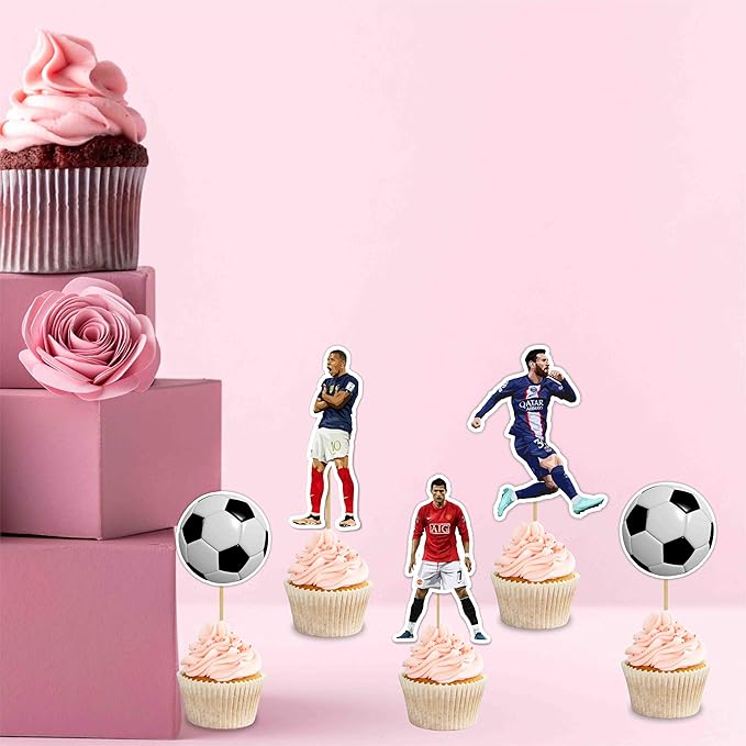 Soccer Football Cupcake Topper – Sports Theme Cupcake Topper for Birthday Celebrations and Match Day Parties, Football Inspired Decorative Cake Topper for Dessert Tables, Team Events.