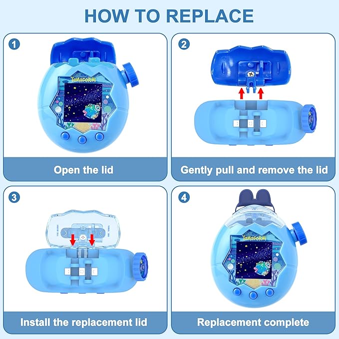 for Tamagotchi Paradise Clear Case and Replacement Lid Set, Ideal for DIY Fans, Collectors and Display, for Paradise Tamagotchi Accessories, with Lanyard (No Device/Film)