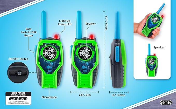 eKids Walkie Talkies for Kids, Static Free Extended Range Two Way Radios for Indoor and Outdoor Games (Pink
