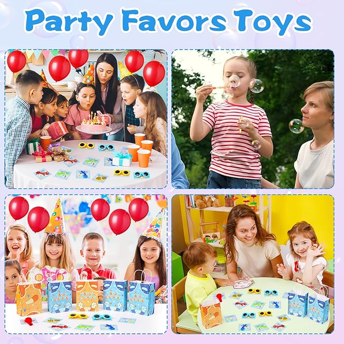 Vanblue 144Pcs Blue Color Dog Party Favors,Birthday Decorations Supplies for Kids,Red Balloon,Sticky Gecko with Cards Pinata Stuffers,Gift Bag Goodie Bag Stuffers,Classroom Rewards,Family Games