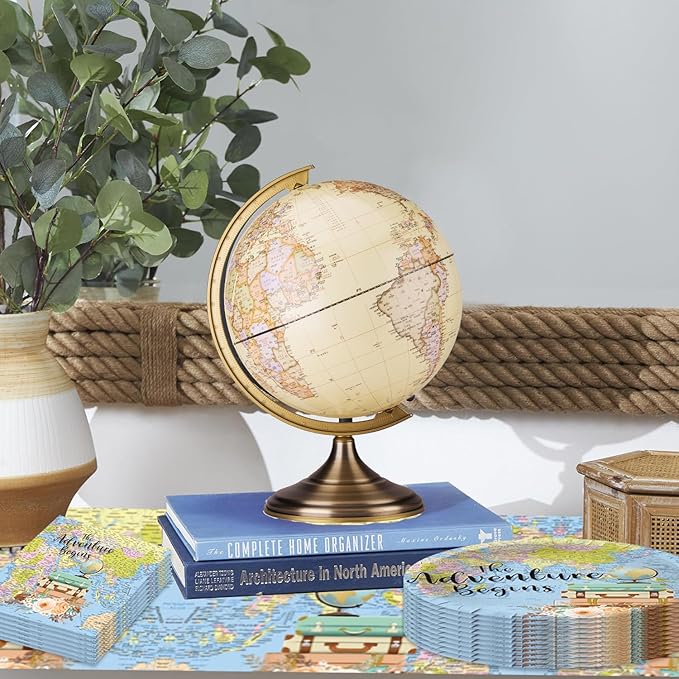 41pcs Adventure World Awaits Map Party Supplies ,include 20 Dessert Plates, 20 Napkin and 1pcs Tablecloth, Adventure World Awaits Map Party Set Used for The Adventure Begin Birthday Party Decoration