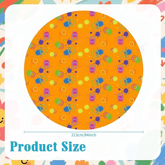 Oudain 6 Pcs Neon Party Table Cloths for Parties 84" Round Disposable Plastic Table Covers for Birthday Baby Shower 80s 90s Party Supplies Decor (Colorful)