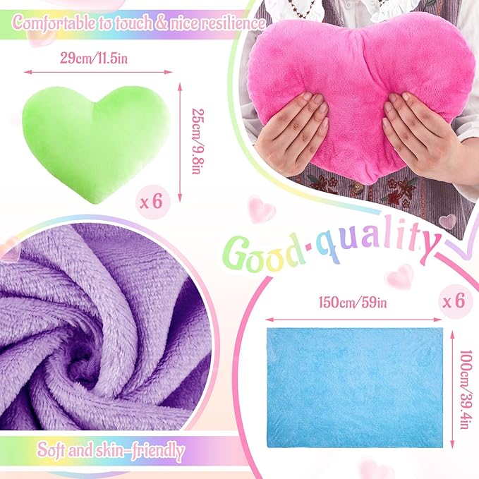 36 Pcs Sleepover Party Supplies for Girl Spa Slumber Birthday Favors Throw Blanket Pillow Eye Mask Headband Scrunchies (Solid Color,Multicolor)