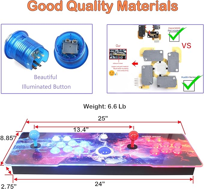 3D Saga DX Preloaded with 516 Vertical + 3000 Horizontal Games, 3 Sided Cocktails, 3D Saga Box Arcade Game Console, Precision LED Push Button 8 Way Joysitck USB Trackball,1280X720, 4P Games