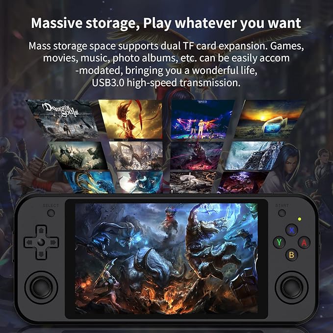 RG552 Handheld Game Console , RK3399 Chip Dual OS Linux , Android System Support WiFi Online Games Built-in 64G SD Card 2500 Classic Games (Black)