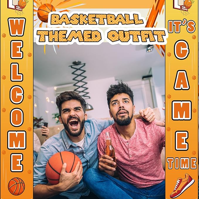 Ctosree 4 Pcs Basketball Backdrop Let The Madness Begin Banner Decoration Basketball Party Supplies It's Game Time Touch Down Wall Door Sign Decor for Sport Game Birthday Party Favors