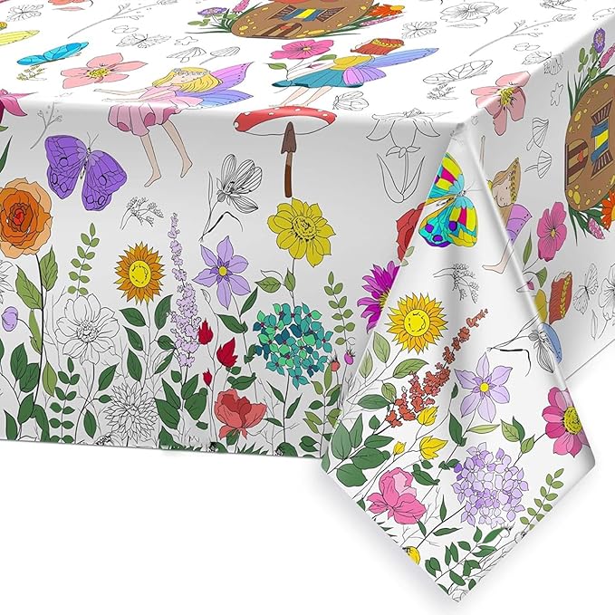 Spring Themed Coloring Tablecloth for Kids Huge Craft Activity Paper Table Cover for Boys Girls Preschool Kindergarten Classroom Arts Party Birthday Decorations