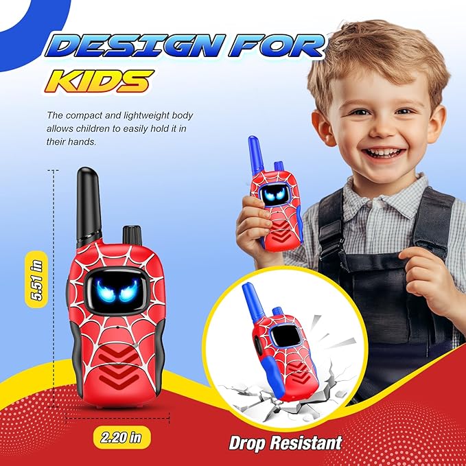 Walkie Talkies Toys for Kids Ages 3-8 Gifts Walkie Talkies with Glowing Eyes for 3 4 5 6 7 8 Year Old Boys Kids Toddlers Birthday Gift Outdoor Camping Toy for Boy Kid Toddler Age 3-5 5-7 4-6