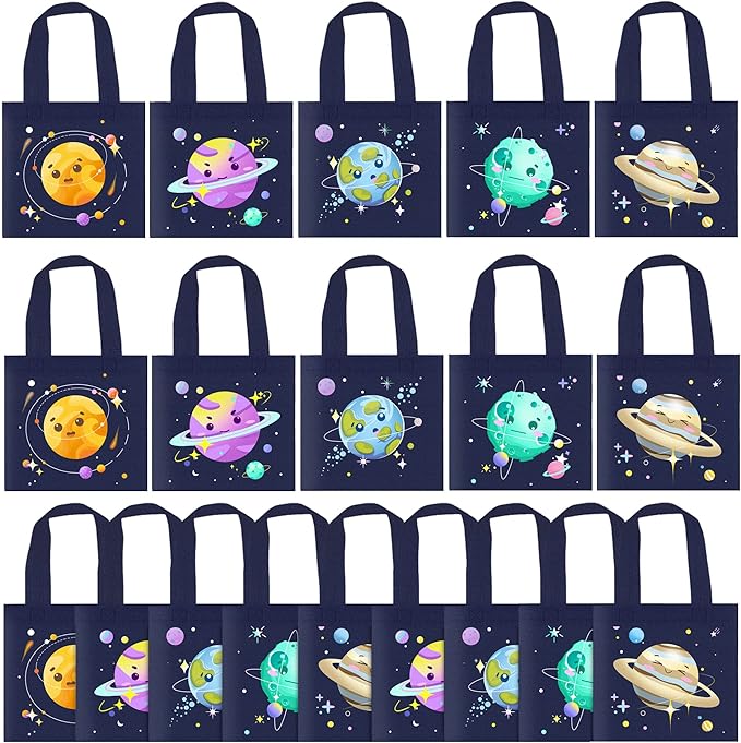 BANBALLON 20 PCS Outer Space Party Favor Bags Space Gift Bags Treat Gift Bags for Kids Galactic Solar System Birthday Party Outer Space Theme Party Baby Shower Goodie Bags Supplies (Space 01)